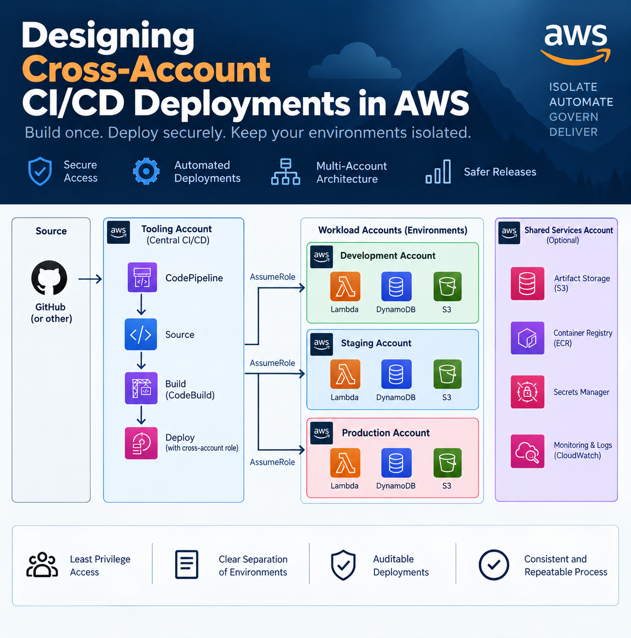 Cross-account CI/CD architecture in AWS