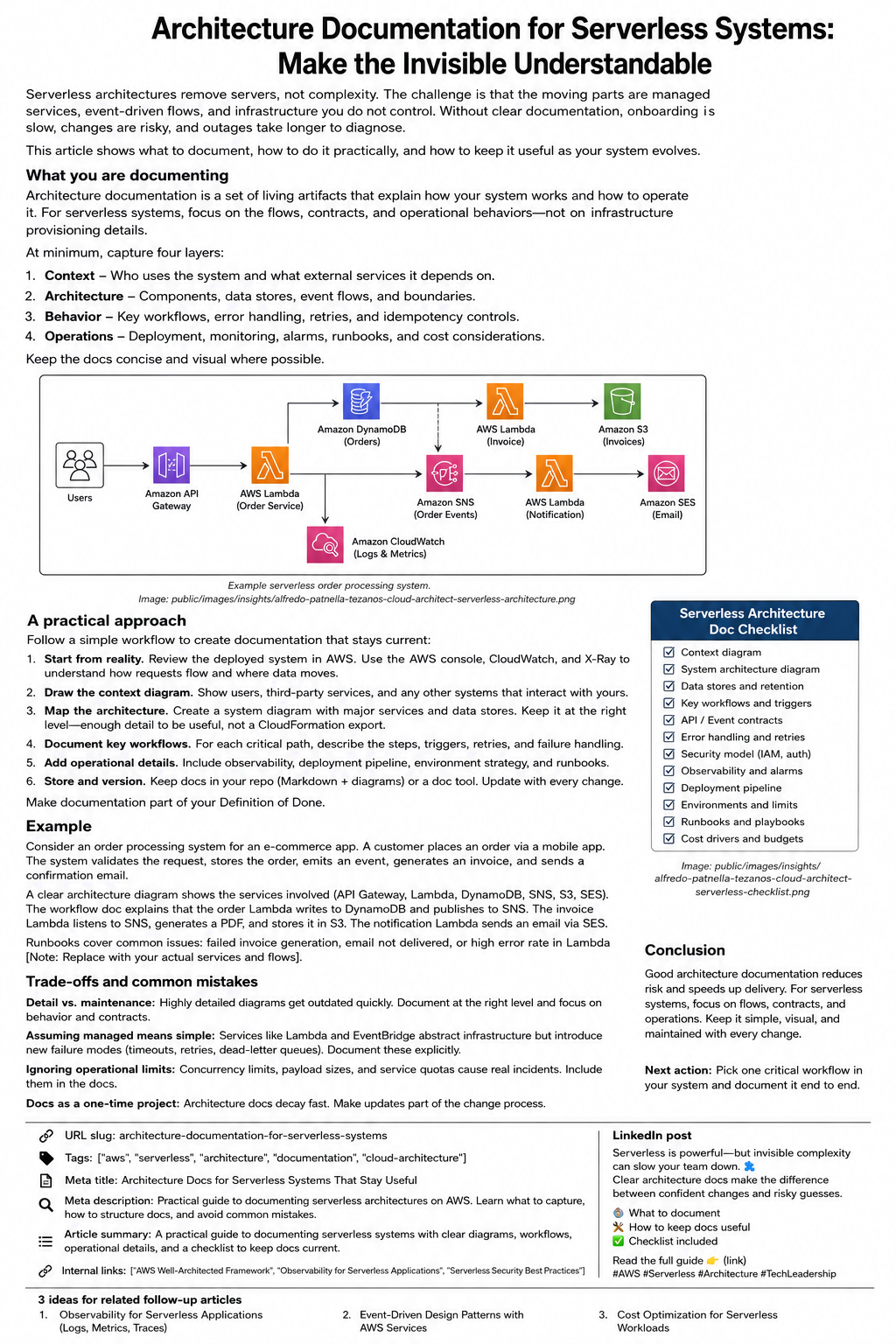 Serverless architecture documentation checklist